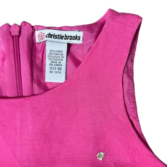 Christie Brooks Girls Small (7-8) Pink Sleeveless Floral Bead Embroiled Sheath - Picture 3 of 4